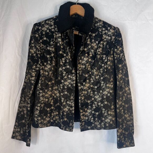 Scott McClintock Millennium 2000 Black Brocade Floral Vintage Blazer Size 10 - Picture 10 of 10